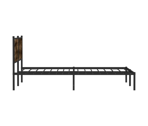 Estructura de cama con cabecero metal roble ahumado 180x200 cm