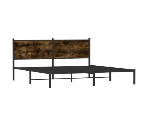 vidaXL Estructura de cama con cabecero metal roble ahumado 183x213 cm