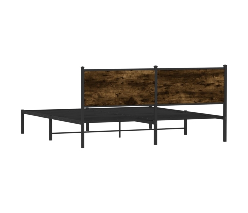 vidaXL Estructura de cama con cabecero metal roble ahumado 183x213 cm