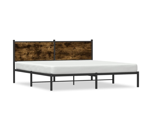 vidaXL Estructura de cama con cabecero metal roble ahumado 183x213 cm