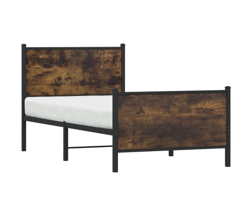 Estructura de cama sin colchón metal roble ahumado 90x200 cm
