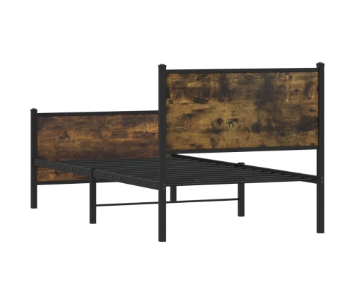 Estructura de cama sin colchón metal roble ahumado 90x200 cm