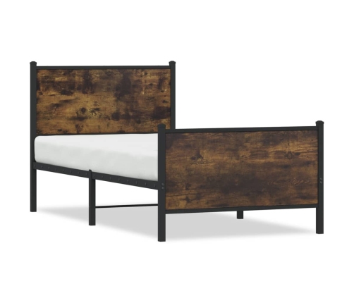 Estructura de cama sin colchón metal roble ahumado 90x200 cm