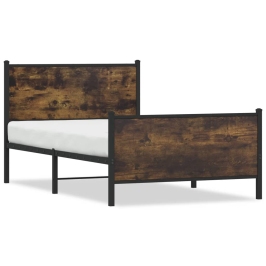 Estructura de cama sin colchón metal roble ahumado 107x203 cm