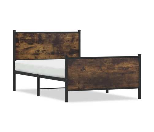 Estructura de cama sin colchón metal roble ahumado 107x203 cm