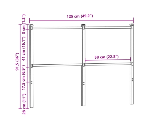 Cabecero de madera de ingeniería y acero roble ahumado 120 cm