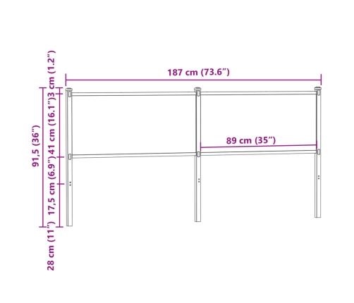 Cabecero de madera de ingeniería y acero roble ahumado 120 cm