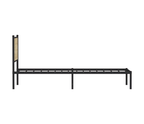 Estructura de cama con cabecero metal roble Sonoma 75x190 cm