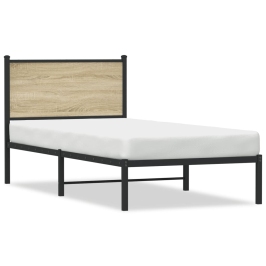 Estructura de cama sin colchón metal roble Sonoma 90x200 cm