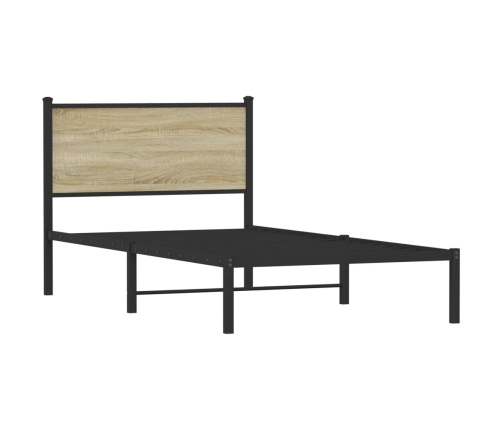 Estructura de cama sin colchón metal roble Sonoma 107x203 cm