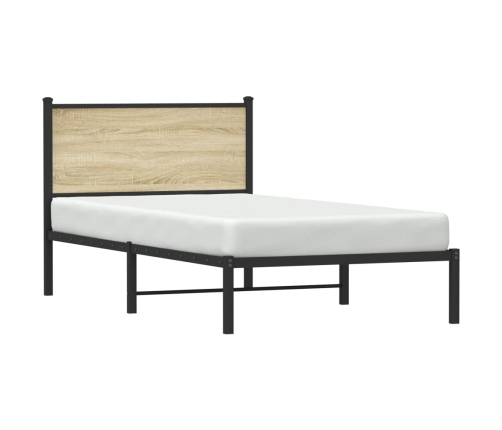 Estructura de cama sin colchón metal roble Sonoma 107x203 cm