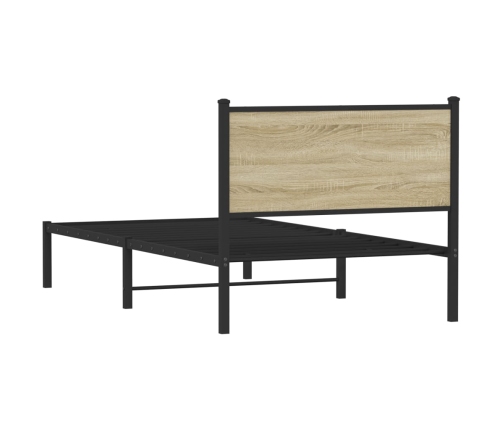 Estructura de cama sin colchón metal roble Sonoma 107x203 cm