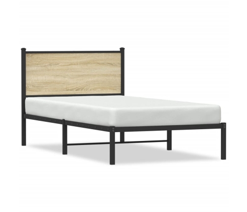 Estructura de cama sin colchón metal roble Sonoma 107x203 cm