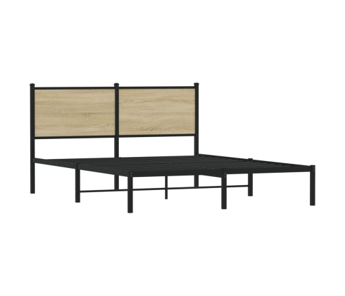 vidaXL Estructura de cama con cabecero metal roble Sonoma 140x190 cm