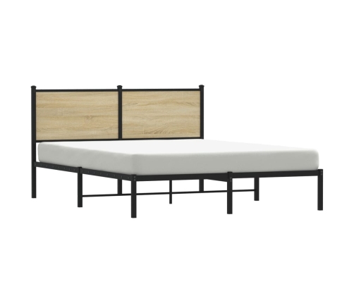 vidaXL Estructura de cama con cabecero metal roble Sonoma 140x190 cm