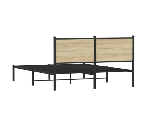 vidaXL Estructura de cama con cabecero metal roble Sonoma 140x190 cm