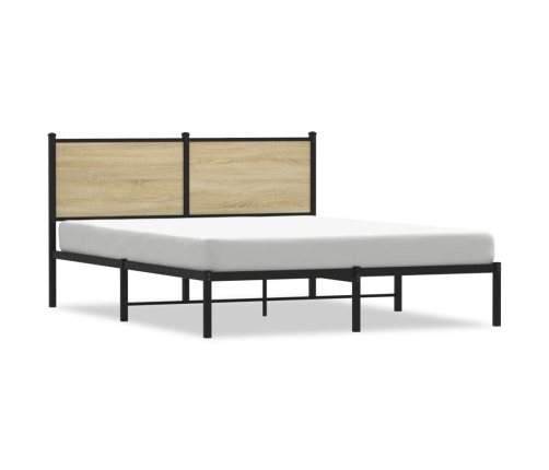 vidaXL Estructura de cama con cabecero metal roble Sonoma 140x190 cm