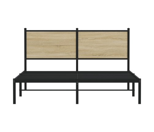 Estructura de cama sin colchón metal roble Sonoma 140x200 cm