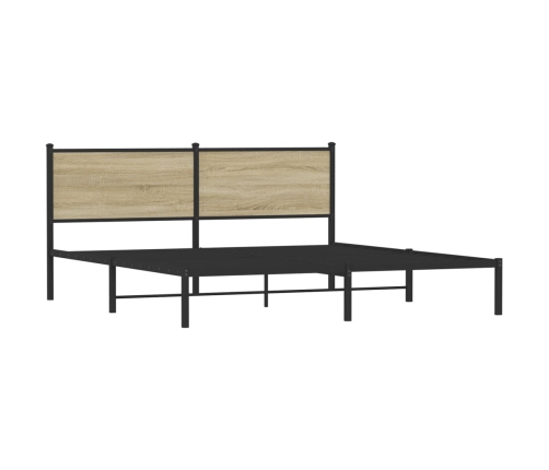 Estructura de cama con cabecero metal roble Sonoma 180x200 cm