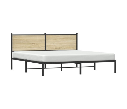 Estructura de cama con cabecero metal roble Sonoma 180x200 cm