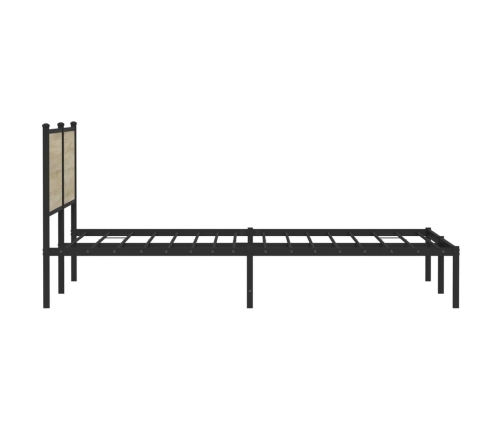 Estructura de cama con cabecero metal roble Sonoma 180x200 cm