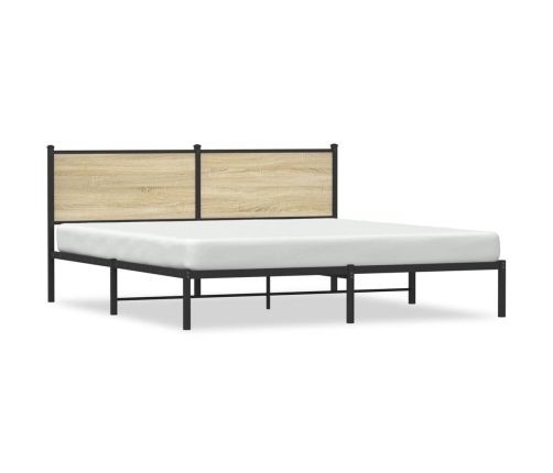 Estructura de cama con cabecero metal roble Sonoma 180x200 cm