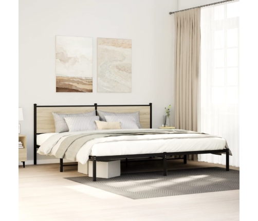 Estructura de cama sin colchón metal roble Sonoma 193x203 cm