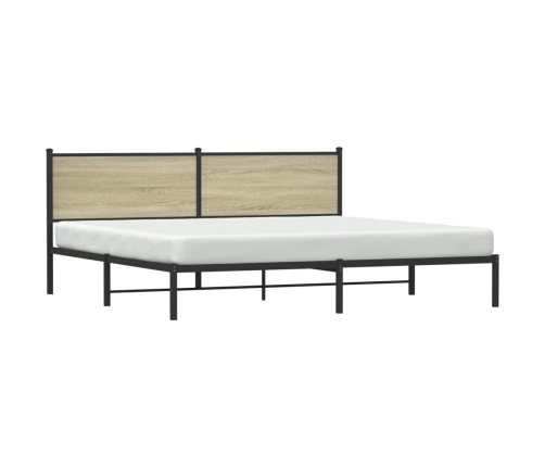 Estructura de cama sin colchón metal roble Sonoma 193x203 cm