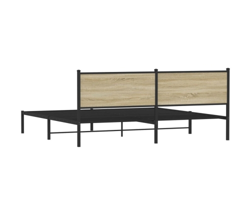 Estructura de cama sin colchón metal roble Sonoma 193x203 cm