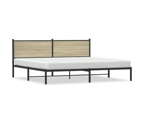 Estructura de cama sin colchón metal roble Sonoma 193x203 cm