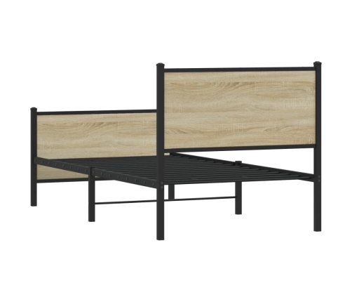 Estructura de cama sin colchón metal roble Sonoma 75x190 cm