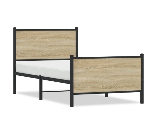 Estructura de cama sin colchón metal roble Sonoma 75x190 cm