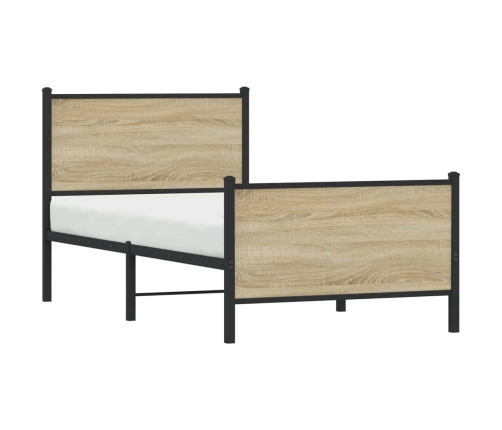 Estructura de cama sin colchón metal roble Sonoma 90x190 cm