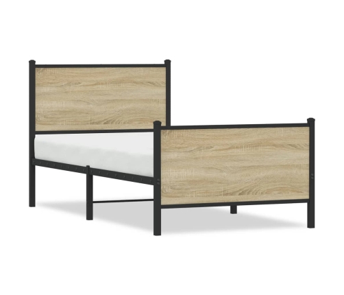 Estructura de cama sin colchón metal roble Sonoma 90x190 cm