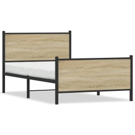 Estructura de cama sin colchón metal roble ahumado 100x190 cm