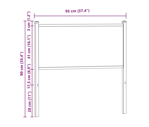 Cabecero de madera de ingeniería y acero roble Sonoma 90 cm