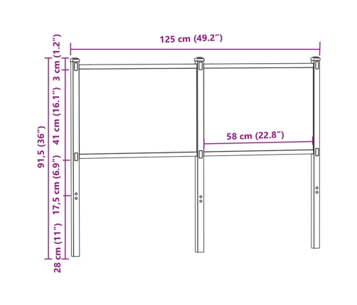 Cabecero de madera de ingeniería y acero roble Sonoma 120 cm