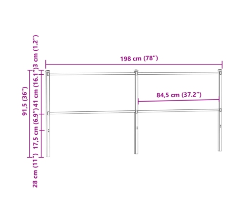 Cabecero de madera de ingeniería y acero roble Sonoma 190 cm