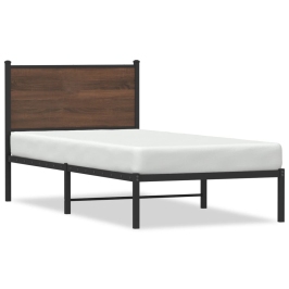 Estructura de cama sin colchón metal marrón roble 80x200 cm