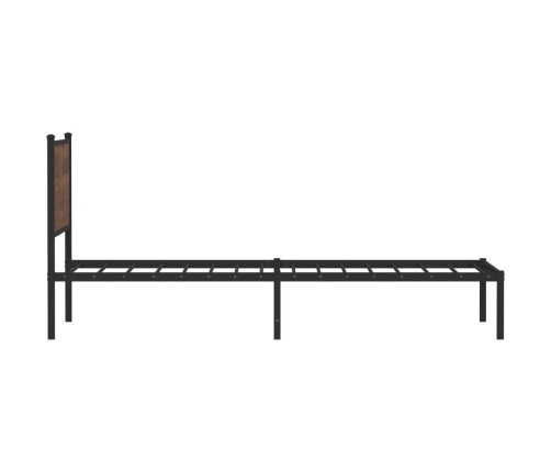 Estructura de cama con cabecero metal marrón roble 100x200 cm