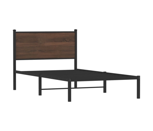 Estructura de cama sin colchón metal marrón roble 107x203 cm