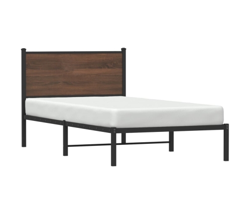 Estructura de cama sin colchón metal marrón roble 107x203 cm