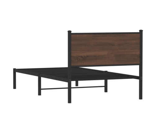 Estructura de cama sin colchón metal marrón roble 107x203 cm