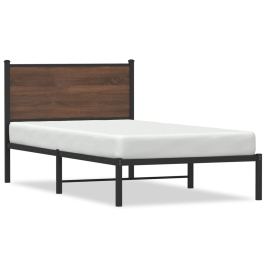 Estructura de cama sin colchón metal marrón roble 107x203 cm