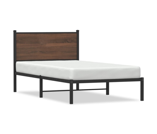 Estructura de cama sin colchón metal marrón roble 107x203 cm