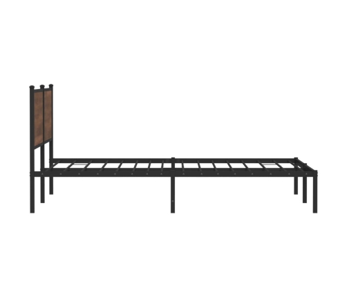 Estructura de cama con cabecero metal roble marrón 183x213 cm