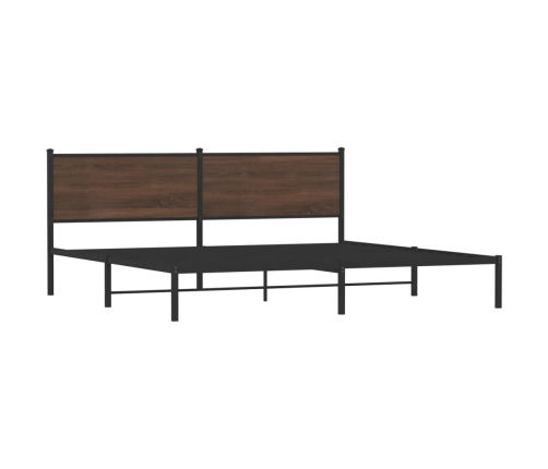 Estructura de cama sin colchón metal roble marrón 193x203 cm