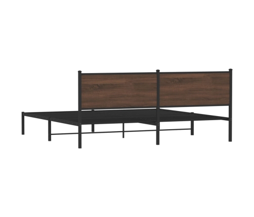 Estructura de cama sin colchón metal roble marrón 193x203 cm