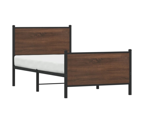 Estructura de cama sin colchón metal marrón roble 75x190 cm