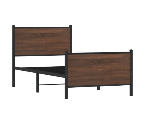 Estructura de cama sin colchón metal marrón roble 80x200 cm